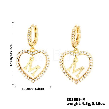 Brass Heart Hoop Earrings BR9605-7-1