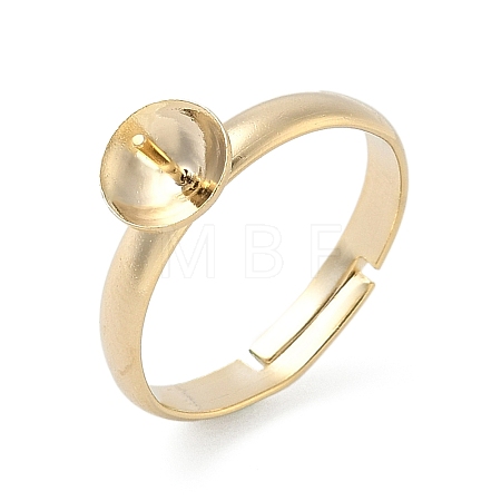 Adjustable Brass Cup Peg Ring Settings For Half-drilled Beads KK-K414-02A-G-1