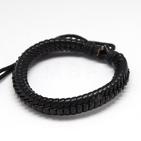 Trendy Unisex Casual Style Leather Wrapped PU Leather Bracelets BJEW-L308-14-1