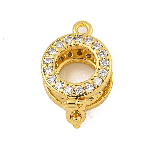 Rack Plating Round Ring Brass Micro Pave Clear Cubic Zirconia Twister Clasps KK-F876-09G-1