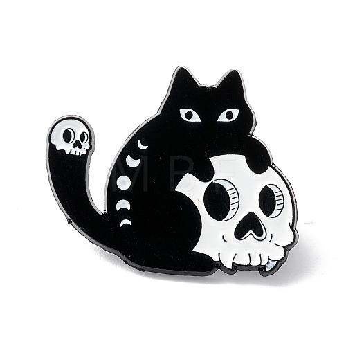 Skull with Cat  Enamel Pin ENAM-K053-54-1