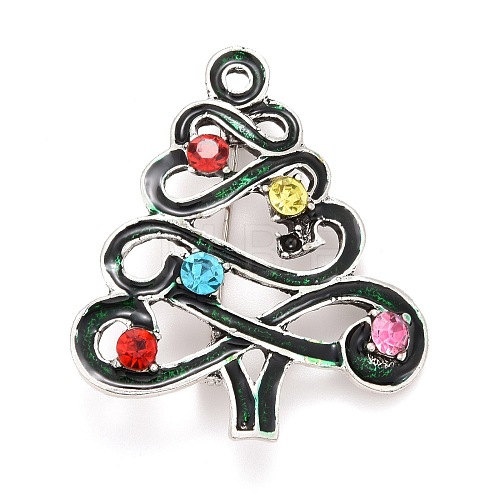 Colorful Rhinestone Christmas Tree Brooch JEWB-A004-05AS-1