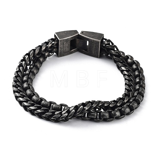 304 Stainless Steel Double Layer Link Bracelets for Men BJEW-D031-24B-1