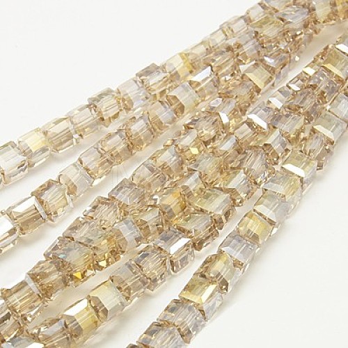 Electroplate Glass Beads Strands X-EGLA-D018-8x8mm-75-1