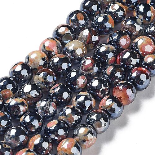 Electroplate Natural Fire Crackle Agate Beads Strands G-G0006-A01-01-1