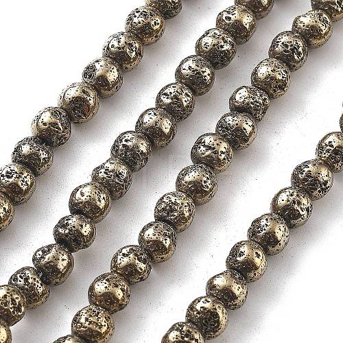 Electroplated Natural Lava Rock Beads Strands G-A251-B01-01J-1