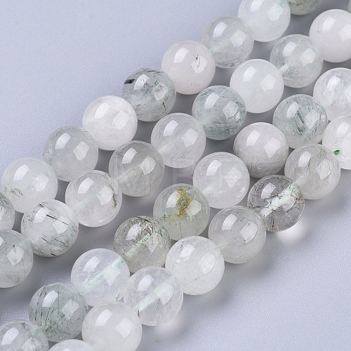 Natural Green Rutilated Quartz Beads Strands G-R475-013D-1