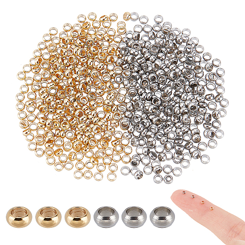 Unicraftale 600Pcs 2 Colors 304 Stainless Steel Spacer Beads STAS-UN0039-13-1