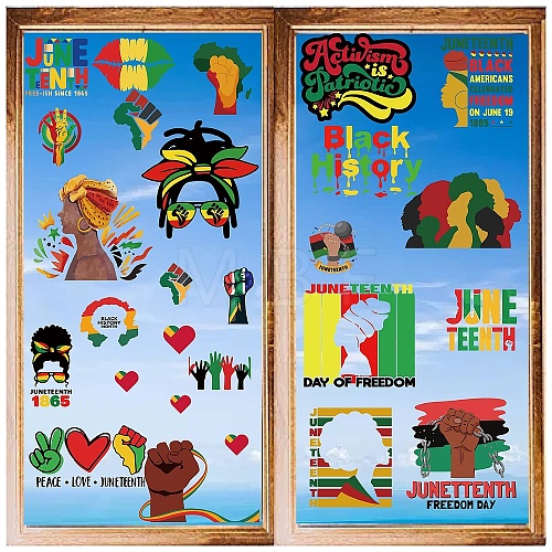 8 Sheets 8 Styles Juneteenth PVC Waterproof Wall Stickers DIY-WH0345-133-1