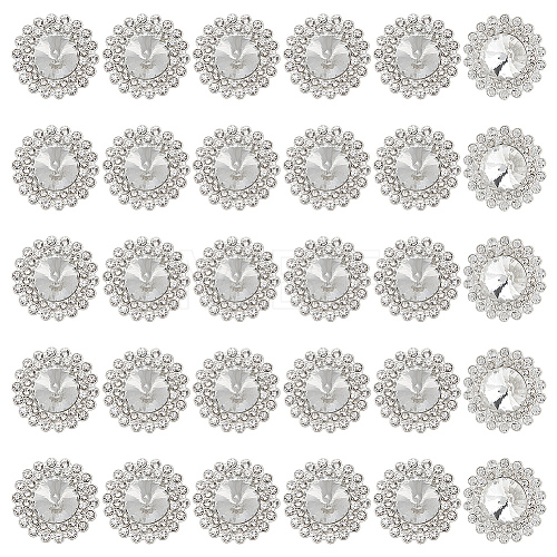 MAYJOYDIY US 30Pcs Alloy Rhinestone Shank Buttons BUTT-MA0001-03-1