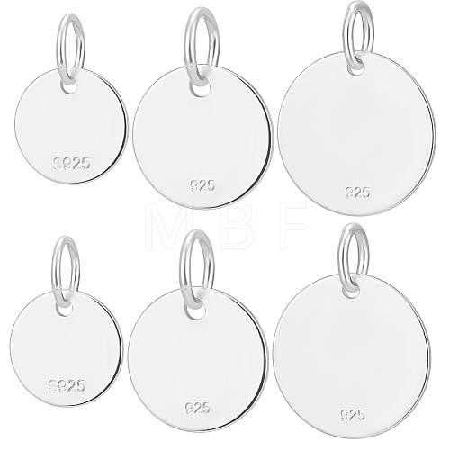 Beebeecraft 6Pcs 3 Size 925 Sterling Silver Pendants STER-BBC0005-38S-1