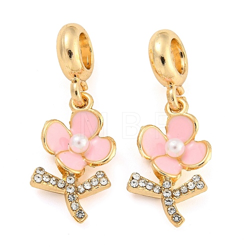 Rack Plating Alloy Enamel Flower European Dangle Charms FIND-B034-15G-01-1