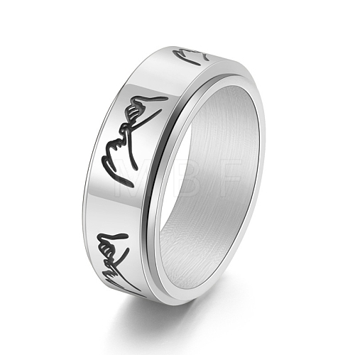 Non-Tarnish Rotatable Stainless Steel Finger Ring PW-WG93BAA-03-1