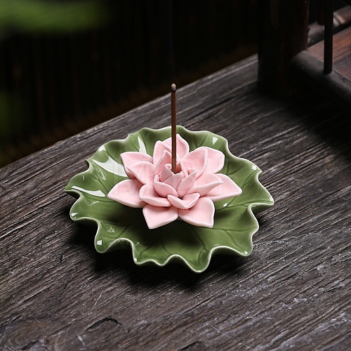 Lotus Leaf & Lotus Flower Porcelain Incense Burners PW-WG78E79-02-1