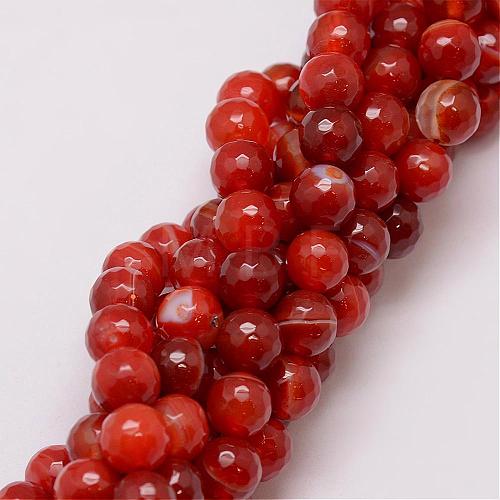 Natural Striped Agate/Banded Agate Bead Strands G-G882-10mm-D03-1