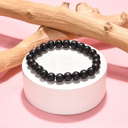 Synthetic Black Stone Beaded Stretch Bracelets B072-3-1