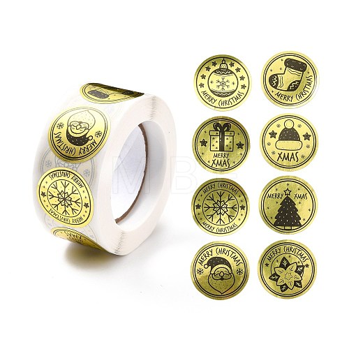 Christmas Themed Flat Round Roll Stickers DIY-B045-12-1