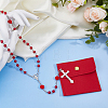 Imitaiton Round Pearl with Resin Flower Rosary Bead Necklaces NJEW-DC0001-23B-4