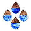 Transparent Resin & Walnut Wood Pendants RESI-N039-25B-1
