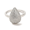 Teardrop Brass Micro Pave Clear Cubic Zirconia Cuff Rings for Women RJEW-G311-03A-P-2