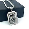 Mythology Stainless Steel Rectangle with Double Daragon Pendant Necklaces KR0744-1
