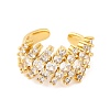 Brass Micro Pave Clear Cubic Zirconia Open Cuff Rings RJEW-U009-08G-01-2