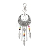 Woven Net/Web with Feather Tibetan Style Alloy Pendant Decorations HJEW-JM00812-1