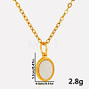 304 Stainless Steel Pave Natural White Shell Geometric Oval Pendant Necklaces KL8713-4-1