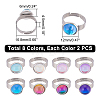 16Pcs 8 Colors Half Round K9 Glass Adjustable Ring RJEW-DC0001-13-2