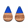 Transparent Resin & Walnut Wood Pendants X-RESI-N025-030-C03-1