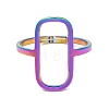 Ion Plating(IP) 304 Stainless Steel Hollow Rectangle Adjustable Ring for Women RJEW-M149-31RC-1