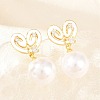Valentine's Day Brass Clear Cubic Zirconia Dangle Stud Earrings EJEW-Z164-07G-01-3
