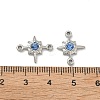 304 Stainless Steel Aquamarine Rhinestone Connector Charms STAS-L308-03B-P-3