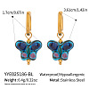 304 Stainless Steel Porcelain Butterfly Hoop Earrings ZL5376-3-1