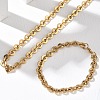 304 Stainless Steel Disc Link Chain Necklaces & Bracelets Sets SJEW-D091-05G-1