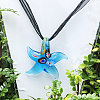 Starfish Millefiori Glass Pendant Silk Ribbon Necklaces FS-WG7586D-07-1