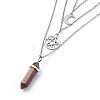 Bullet Natural & Synthetic Gemstone Pendant Tiered Necklaces NJEW-JN02457-4