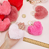 30Pcs 6 Colors Heart Polyester Rabbit Hair Pendant Keychains AJEW-PH0008-08-3