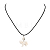 Dyed Synthetic Turquoise Horse Pendant Black Waxed Cord Necklaces NJEW-JN05430-03-2
