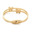 Adjustable Buttetrfly PVD Vacuum Plating 304 Stainless Steel Bangles for Women BJEW-F474-06G-3
