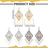 3 Pair 3 Color Alloy Rhombus Dangle Earrings for Women EJEW-FI0001-08-2