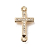 Brass Micro Pave Clear Cubic Zirconia Religion Cross Links Connector Charms CU-K001-01C-G-1