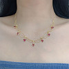 Brass Pave Cubic Zirconia Heart Pendant Bib Necklaces for Women FS-WGB563A-02-2