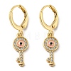 Real 18K Gold Plated Brass Dangle Leverback Earrings EJEW-A033-27G-1
