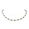 8MM White Shell Pearl with 6MM Synthetic Non-Magnetic Hematite Round Beaded OT Necklaces NJEW-JN05698-2