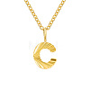 Personalized Stainless Steel Textured Alphabet Initial Pendant Necklaces for Women Men RF0956-3-1