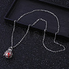 Brass Essential Oil Diffuser Hollow Round Cage Pendant Necklaces with Red Felt Wool Ball Inside NQ3958-2