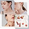 3 Pairs 3 Style Heart & Trapezoid & Square Resin & Walnut Wood Dangle Stud Earring EJEW-SW00014-01-7