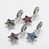 Tibetan Style Alloy Rhinestone European Dangle Charms PALLOY-F202-20-1