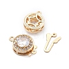 Flat Round Brass Micro Pave Cubic Zirconia Box Clasps KK-B125-15B-02G-2
